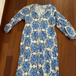 Zara blue printed midi shirt dress